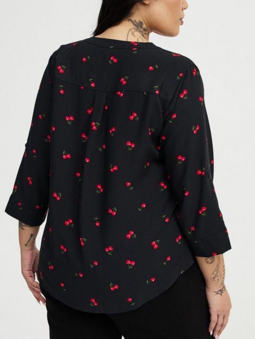 NWT Torrid Harper 3/4 sleeve pullover blouse size 3 3X 22 24 Merry Cherry Black - Picture 2 of 6